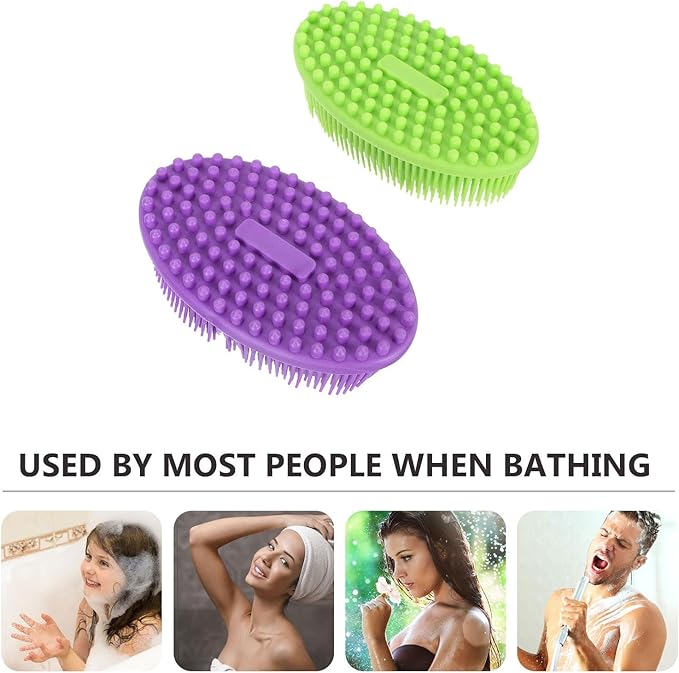 2Pcs Silicone Body Bathing Brush for Soft Bristles Multifunctional Massage and Cleaning Shower Scrubber Portable Lightweight Design for Gentle Skin Care