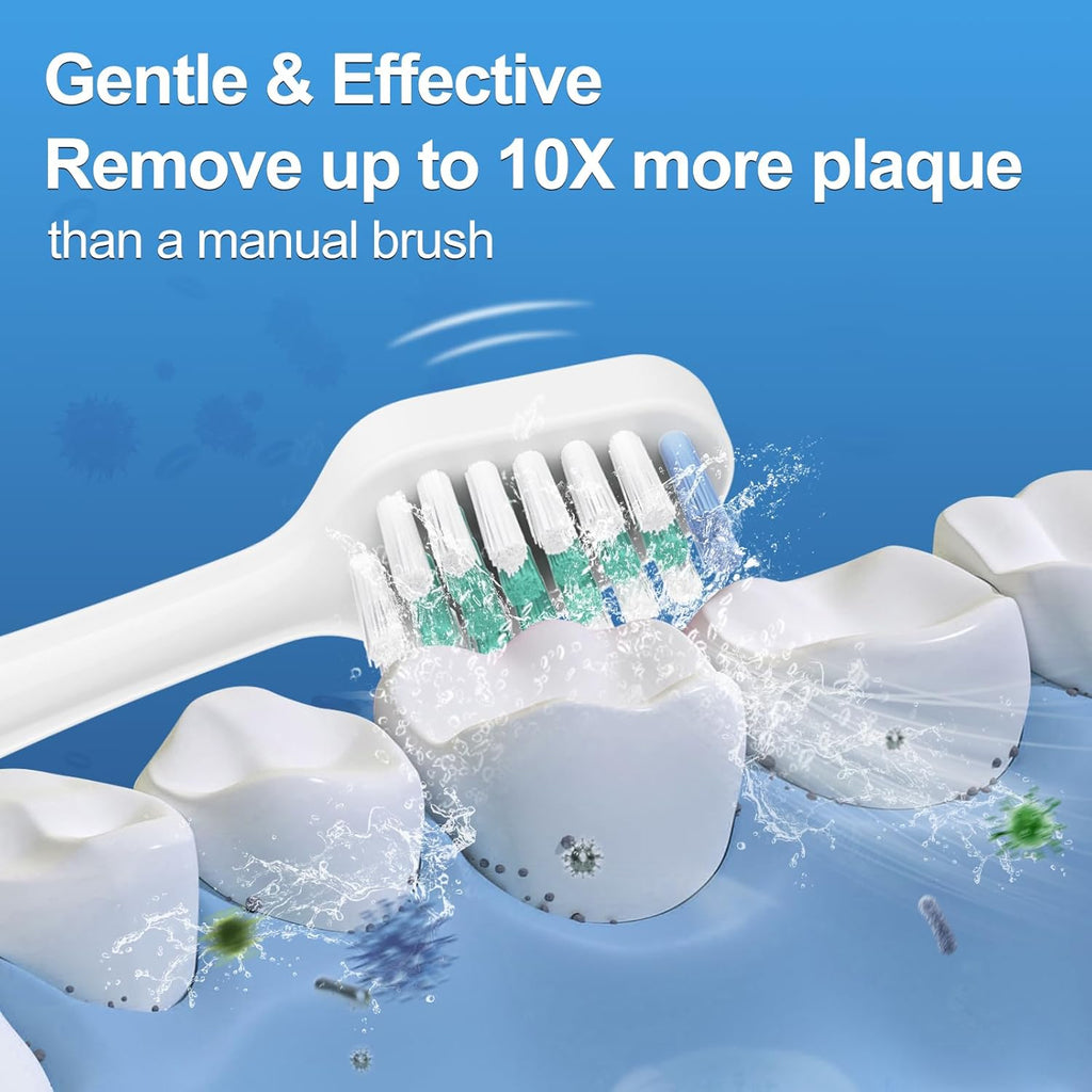 Replacement Toothbrush Heads for Waterpik Complete Care 5.0/9.0, and Compatible with AquaSonic Duo and Home Dental Center Electric Toothbruh, 10 Count(Pack of 1), White