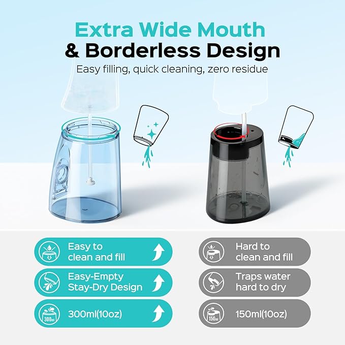 COSLUS Portable Water Flosser for Teeth: 3 Modes & 6 Pressure Settings with Jet Mode Water Dental Pick for Orthodontic, Braces, Sensitive Gums, Compact for Travel, 300ML for Multiple Users, White C51