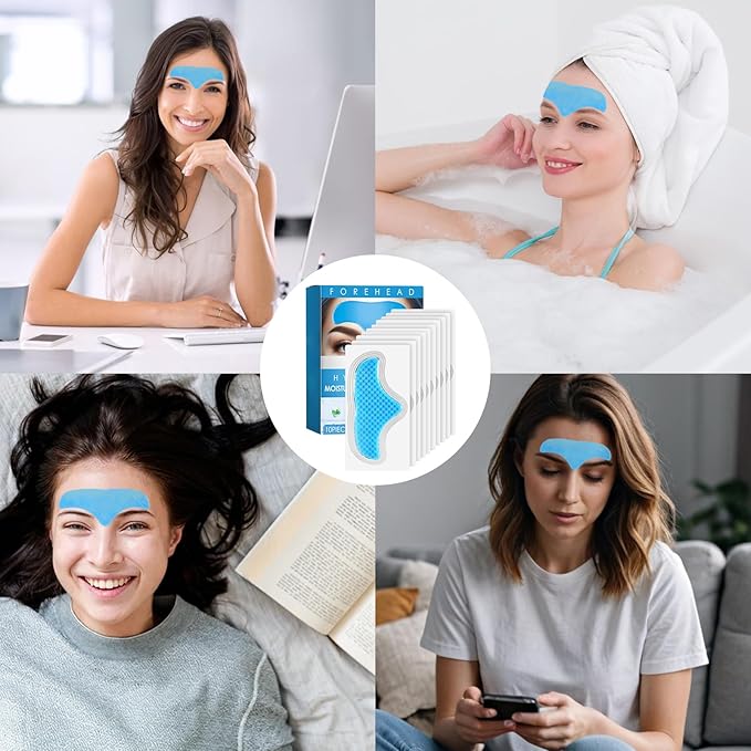 10 PCS Facial Wrinkle Patch, Forehead Moisturizing Patch for Smooth Smile Line, Frown Line & Crows Feet, Facial Pads for Under Eyes, Lips, Forehead