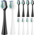 Replacement Toothbrush Heads for AquaSonic Duo Series and Home Dental Center Electric Toothbruh, NOT Compatible with Duo Series Pro, 5 White + 5 Black