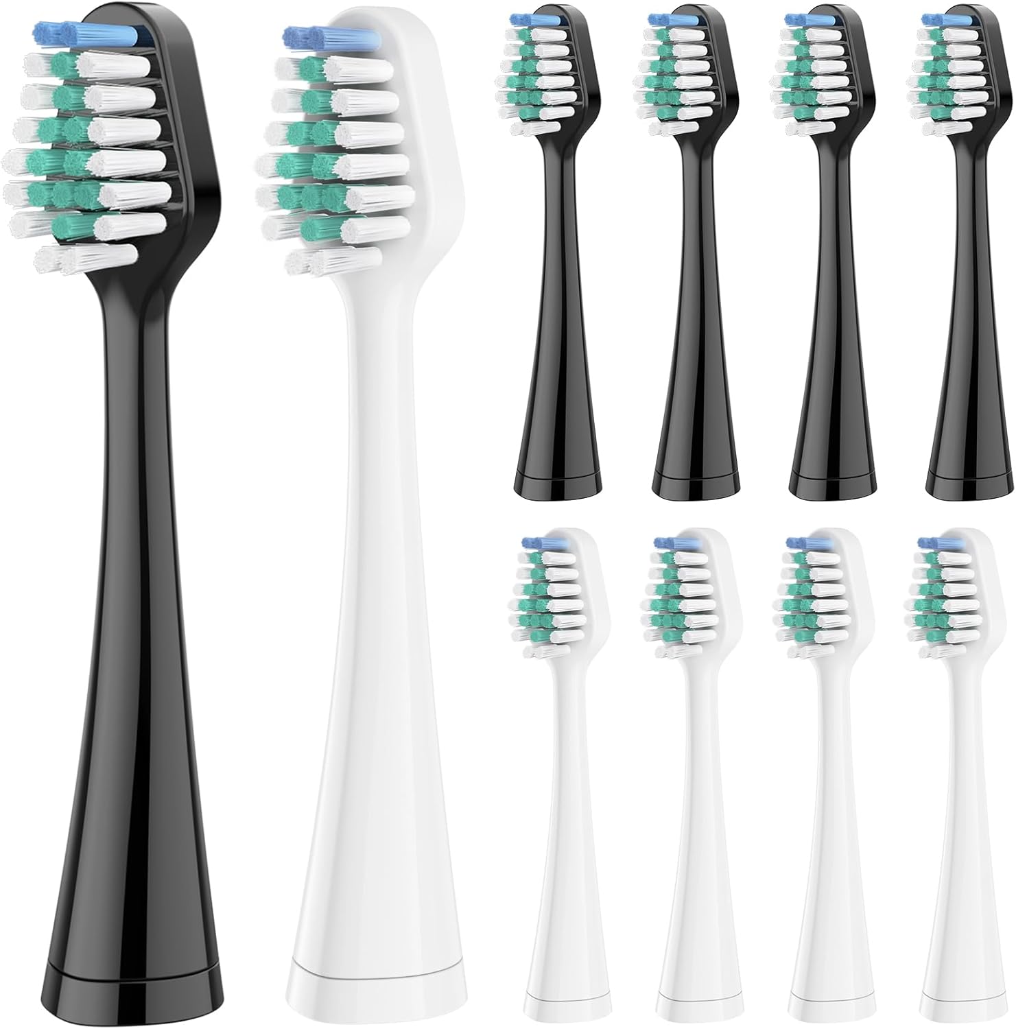 Replacement Toothbrush Heads for AquaSonic Duo Series and Home Dental Center Electric Toothbruh, NOT Compatible with Duo Series Pro, 5 White + 5 Black
