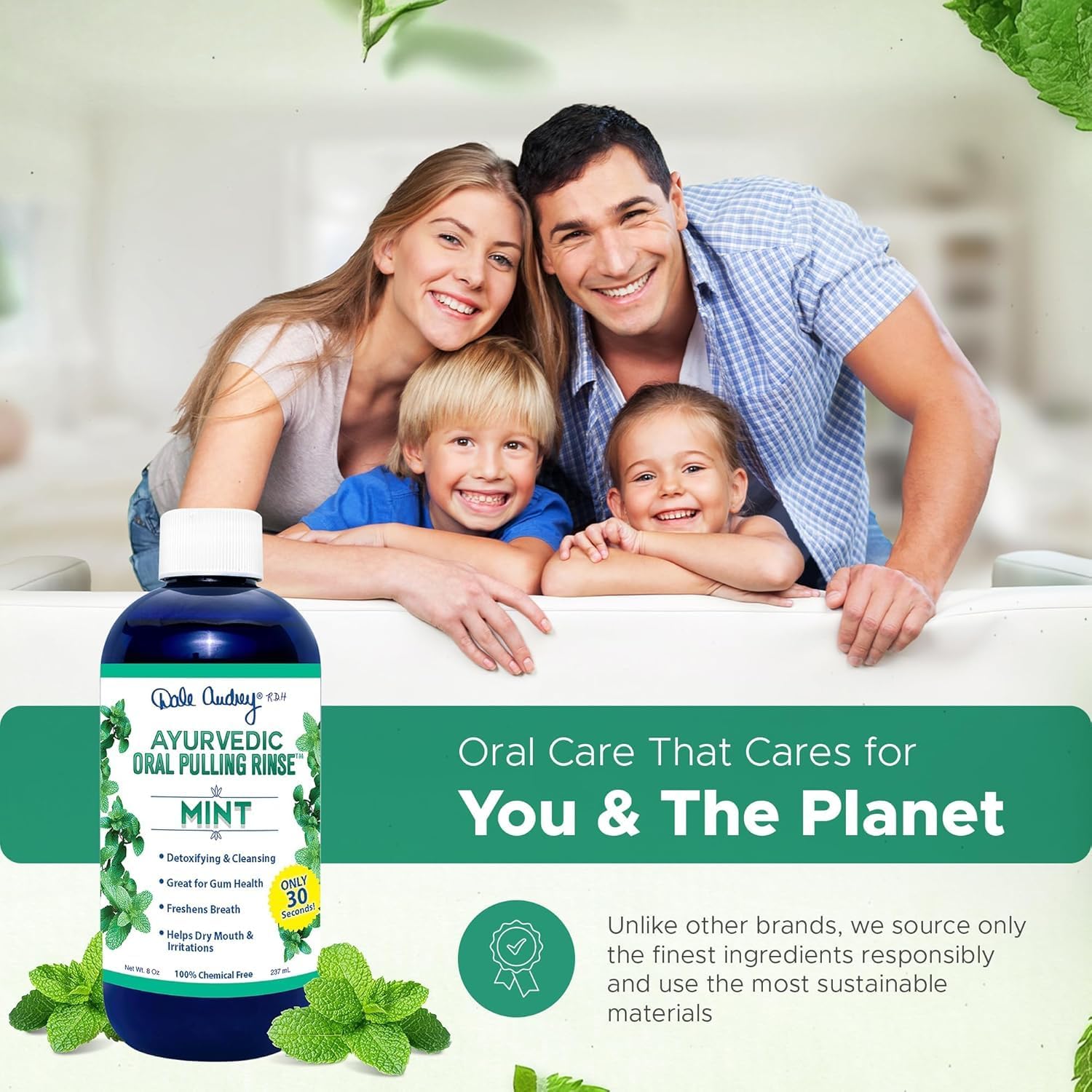 Pack of 3 Ayurvedic Organic Oil Pulling for Teeth and Gums | Refreshing Mint Flavored Oral Rinse Mouthwash | Essential Oils for Bad Breath | Teeth Whitening Pulling Oil & Gum Care Mouthwash-8 FL Oz