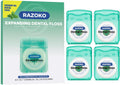RAZOKO Coconut Oil Dental Floss Expanding Dental Floss Suitable for Wide Spaces (55 Yards, 4 Count) - Mint Flavor