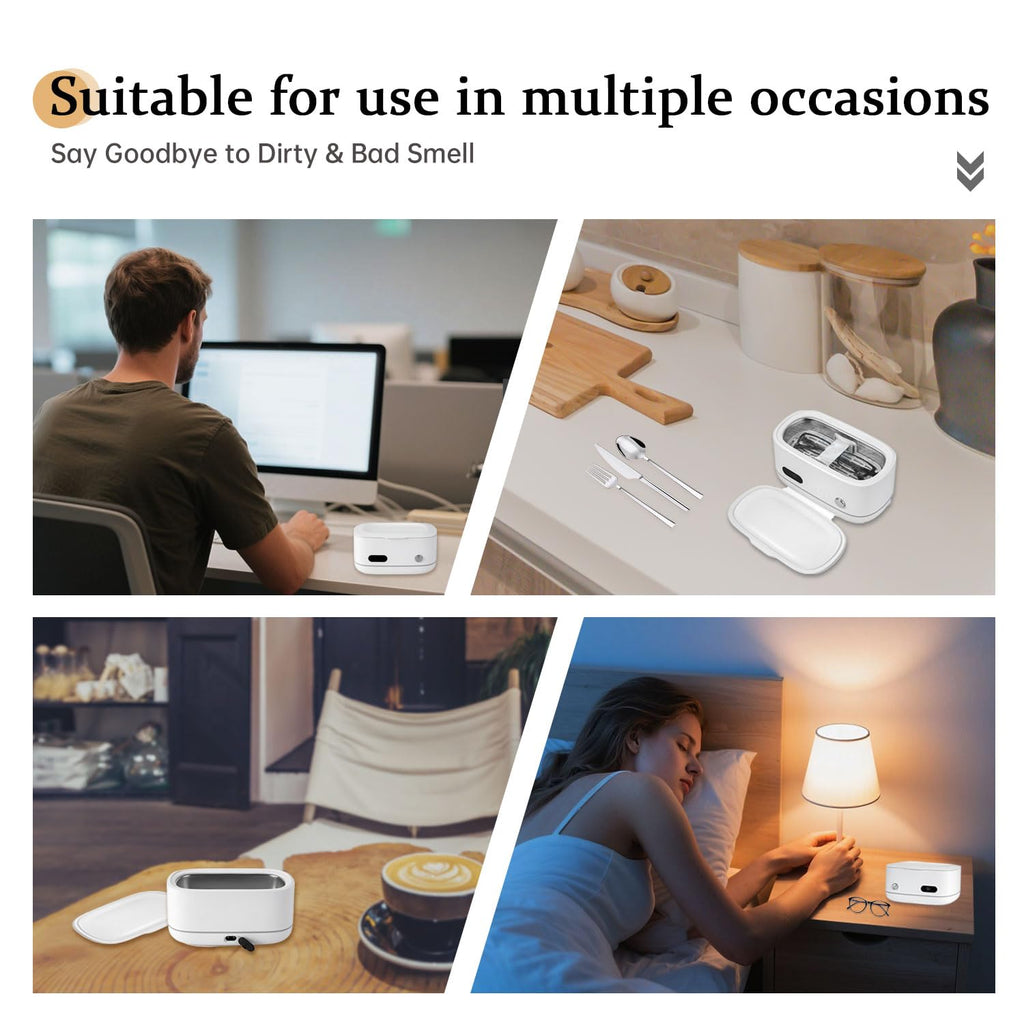 Powerful Ultrasonic Cleaner for Jewelry, Eyeglasses, Watch & Brushes, 480ML Stainless Steel Tank, Portable Design, Fast Clean for Ring, Earring, Bracelet & Necklace, with Smart Timer & Degas Function