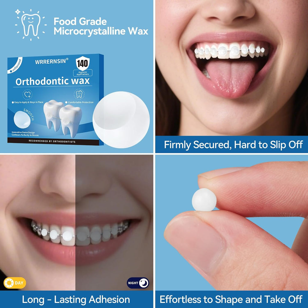 Braces Wax Dots Orthodontic Wax for Braces 140 Individual Hygienic Packaging Dental Kit Oral Care Mint