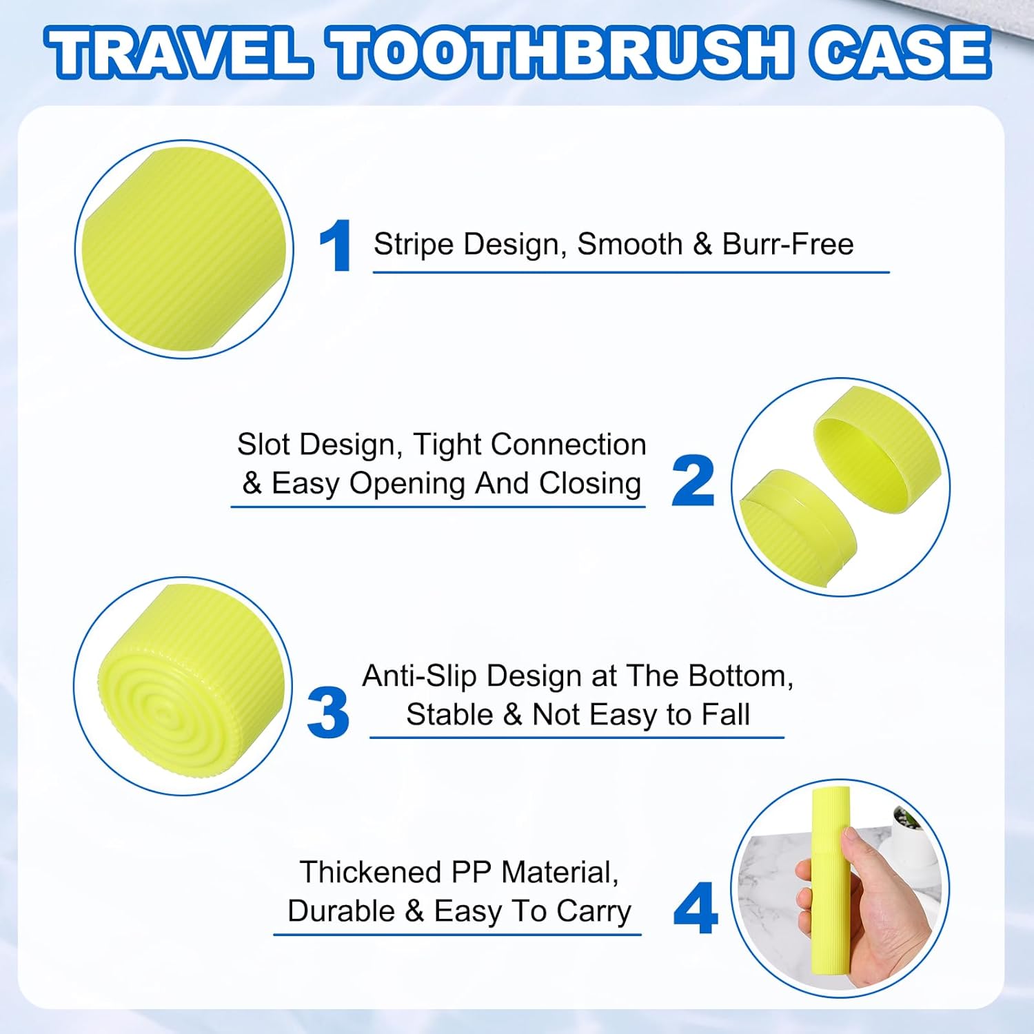 uxcell 2Pcs Travel Toothbrush Case, 7.9x1.2x1.2 Portable Travel Toothbrush Holder with Stripe, Plastic Toothpaste Container for Bathroom, Gym, Business Trip, Camping, Green