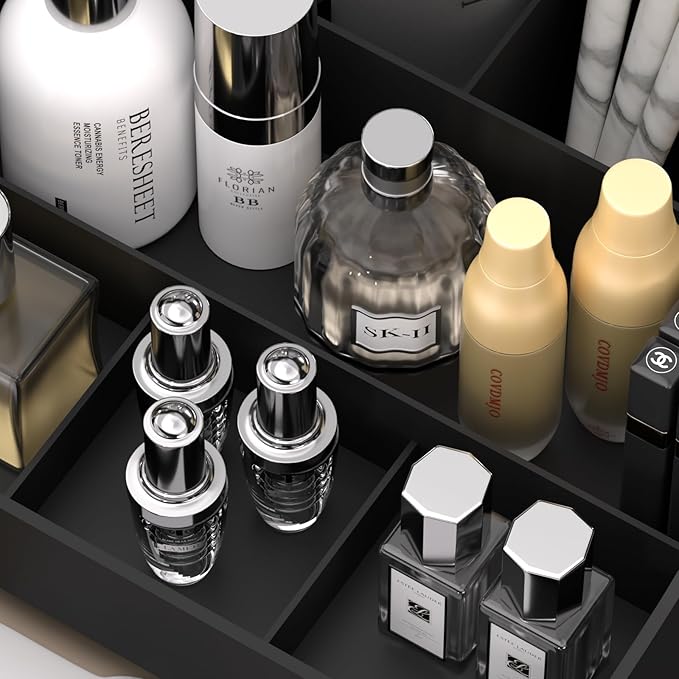 Makeup Organizer with Drawers, Countertop Organizer for Vanity, Bathroom and Bedroom Desk Cosmetics Display Case for Brushes, Lotions, Perfumes, Eyeshadow, Lipstick and Nail Polish