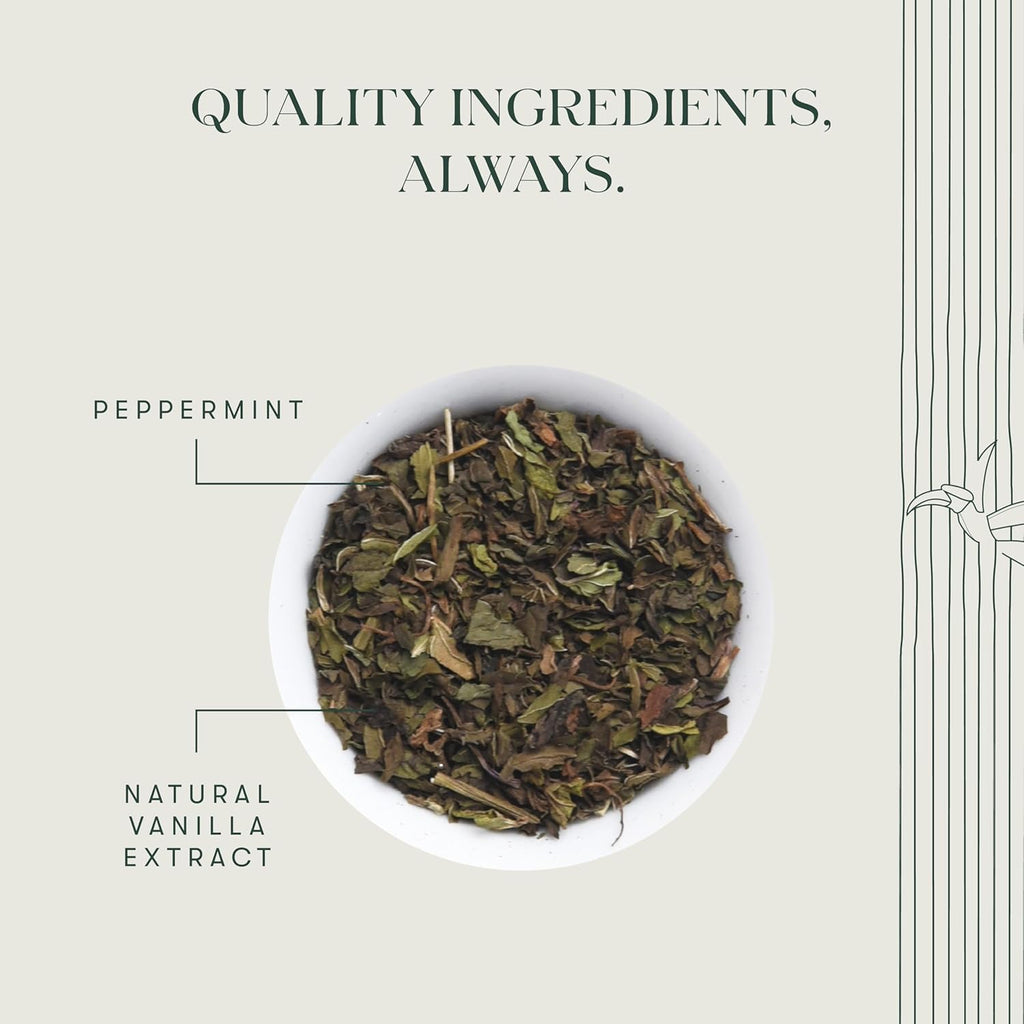 Luxmi Estates - Organic Peppermint Tea with Natural Vanilla Extract - Loose Leaf - 25g (12 Cups) Tea Bags, Limited Fall Tea With the Natural Sweetness of Vanilla, Perppermint Aids Digestion