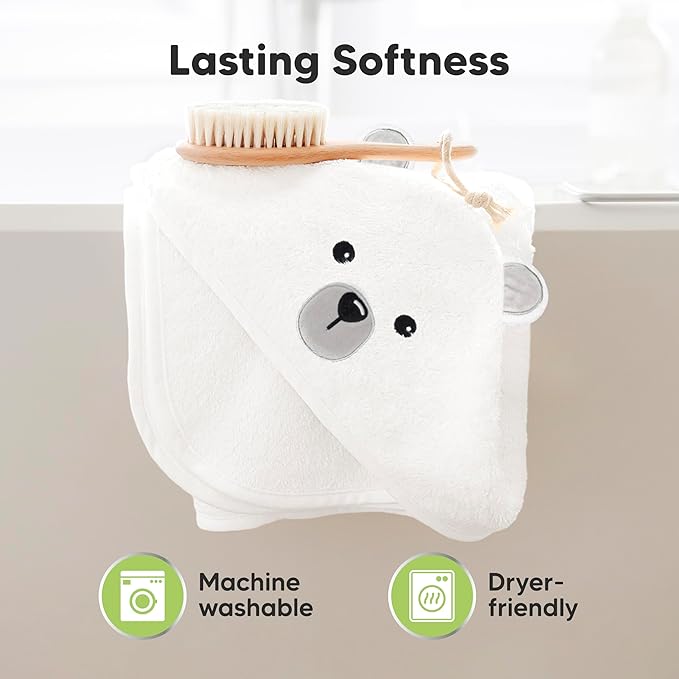 KeaBabies Hooded Baby Towel for Newborn - Viscose Derived from Bamboo Large Baby Bath Towels with Hood for Boys, Girls, Toddler, Extra Absorbent & Soft Newborn Bath Essentials (Polar, Regular)