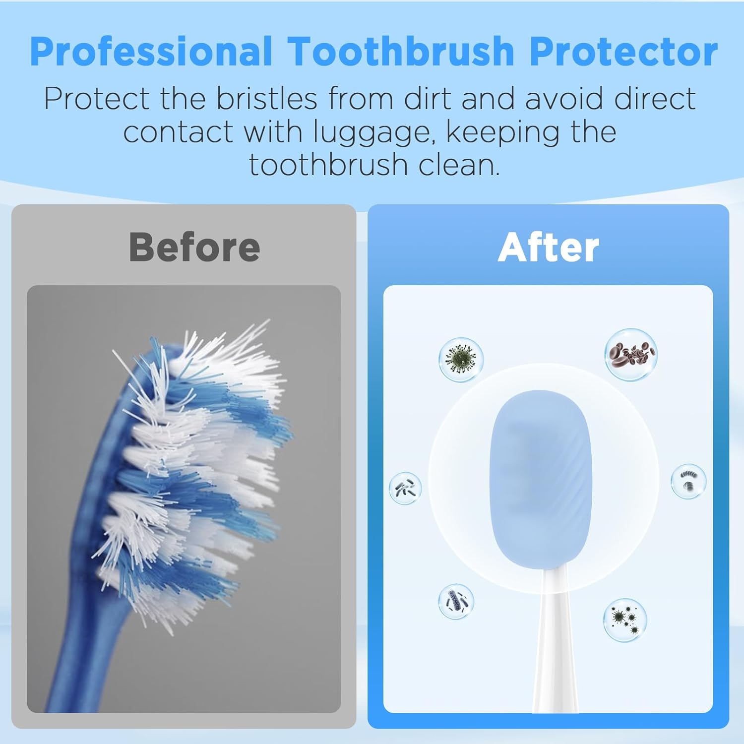 Toothbrush Covers Caps 6 Pack, Silicone Toothbrush Head Protector Replacement for Household Travel, Fits Most Manual and Electric Toothbrushes (Clear, Blue, Pink, Rose Pink, Green, Purple)