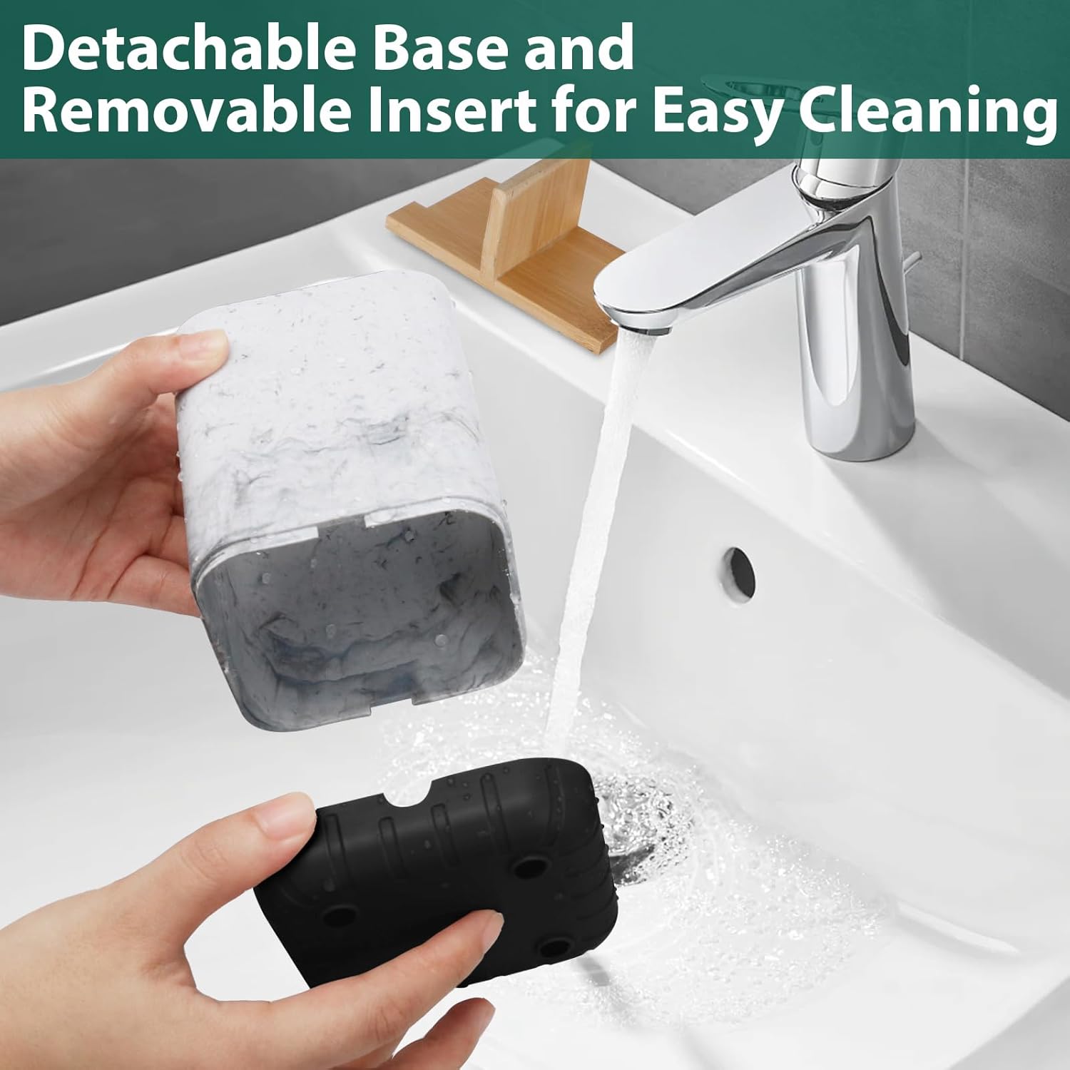 Boperzi Electric Toothbrush Holders for Bathroom Countertop, Detachable Toothbrush and Razor Holder Drainage for Shower, Kids Toothbrush and Toothpaste Holder, 3 Slots Bamboo Toothbrush Organizer