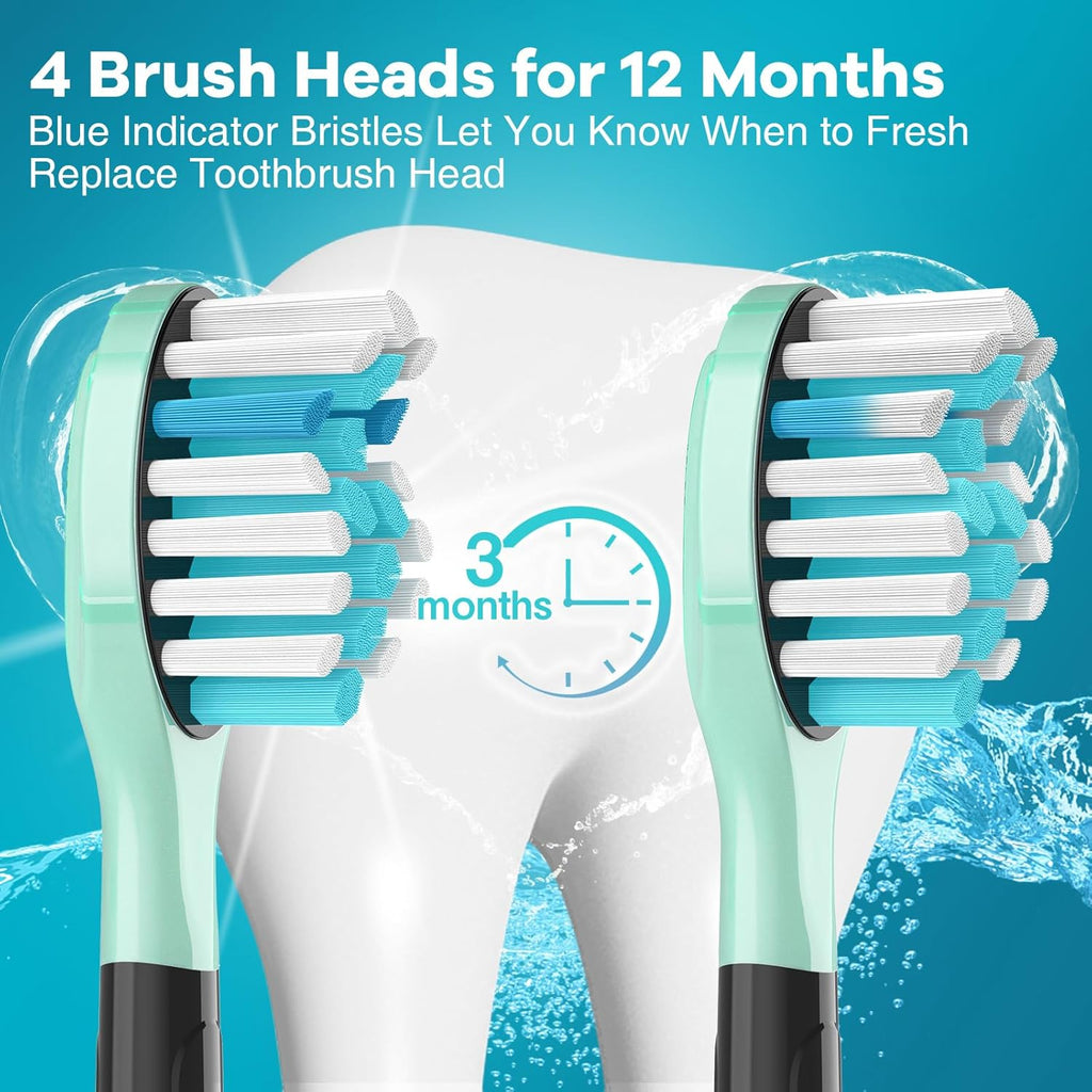Aoremon Toothbrush Replacement Heads for Sonciare C3 - Brush Heads for Philips Sonicare 2 Series 3 Series ProtectiveClean 4100 5100 6100 DiamondClean FlexCare HealthyWhite G3 W3 C2 G2 C1,4 Count,Black