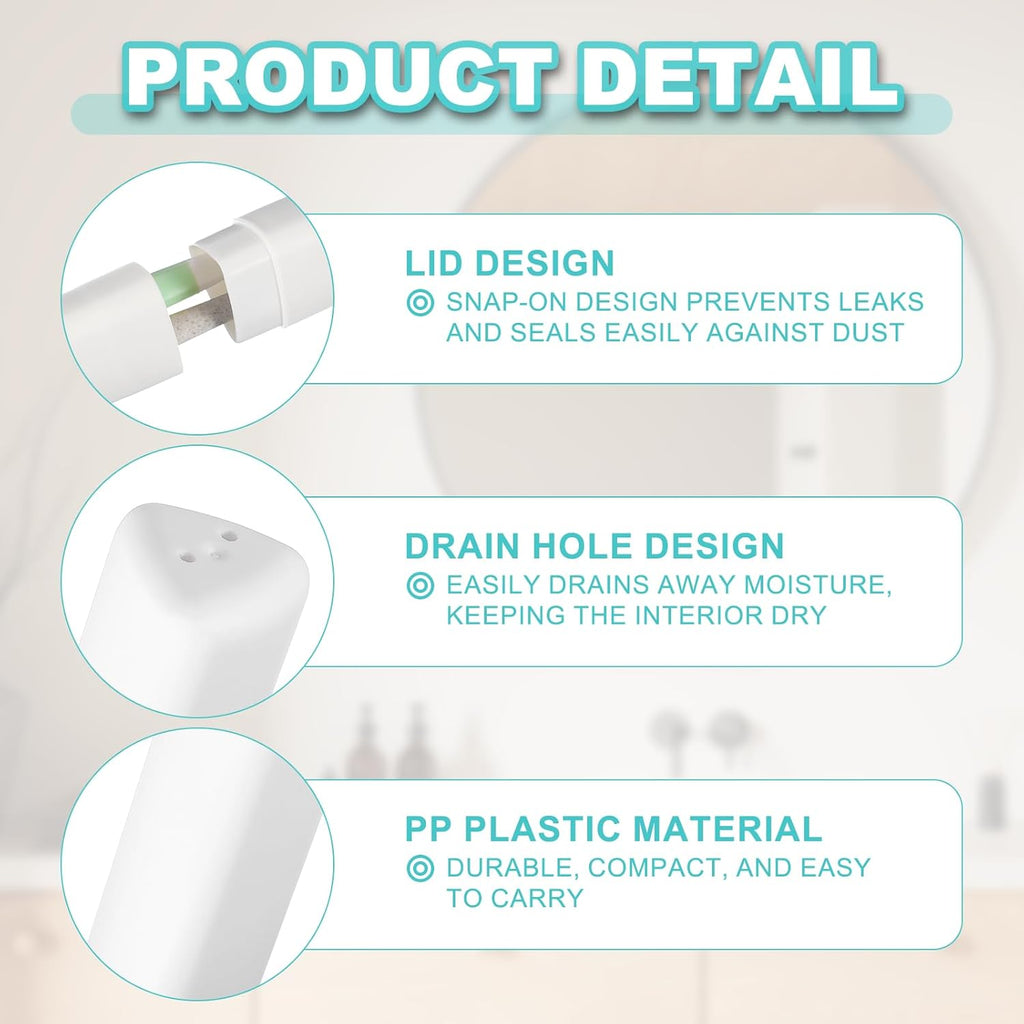 uxcell 2Pcs Travel Toothbrush Case, 8.27 x 1.38 Portable Travel Toothbrush Holder, Plastic Toothpaste Container for Bathroom, Gym, Business Trip, Camping, Beige/Pink