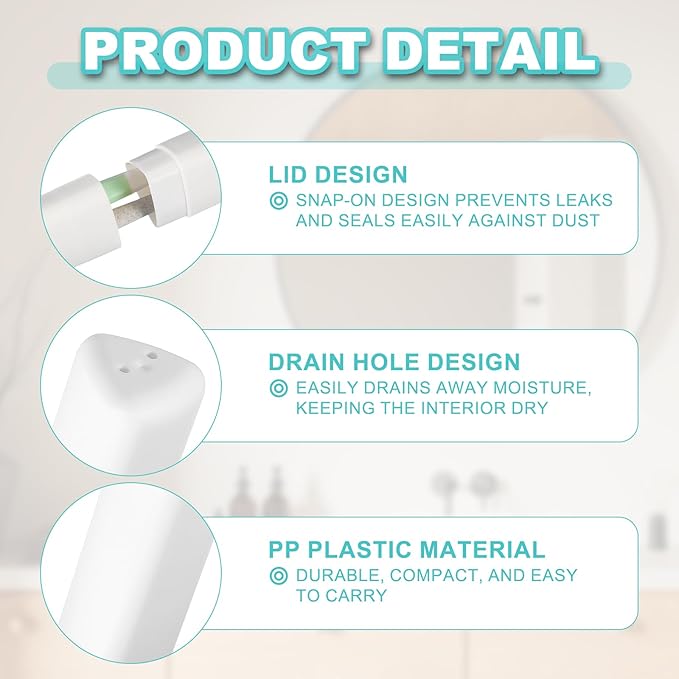 uxcell 4Pcs Travel Toothbrush Case, 8.27 x 1.38 Portable Travel Toothbrush Holder, Plastic Toothpaste Container for Bathroom, Gym, Business Trip, Camping, Pink/Beige