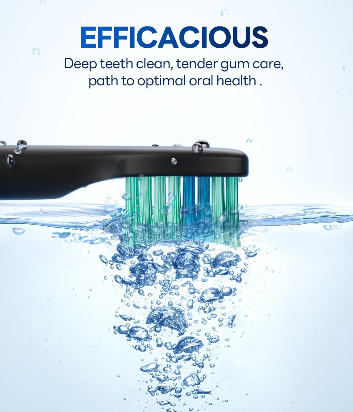 Bymore Electric Toothbrush for Adults,Travel Sonic Toothbrush with 8 Replacement Heads, Ultra Clean Rechargeable Toothbrush Portable One Charge for 330days 5 Modes 2mins Timer-Black