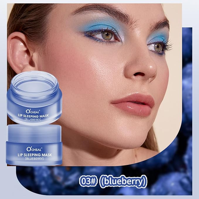 MEICOLY Lip Sleeping Mask,Lip Mask Overnight,Lip Masks,Nourish Hydrating Sleeping Lip Mask,Intense Hydration Night Sleep Lip Mask,Lip Balm for Restore,Hydrate Dry Chapped Lips,Blueberry,0.7oz