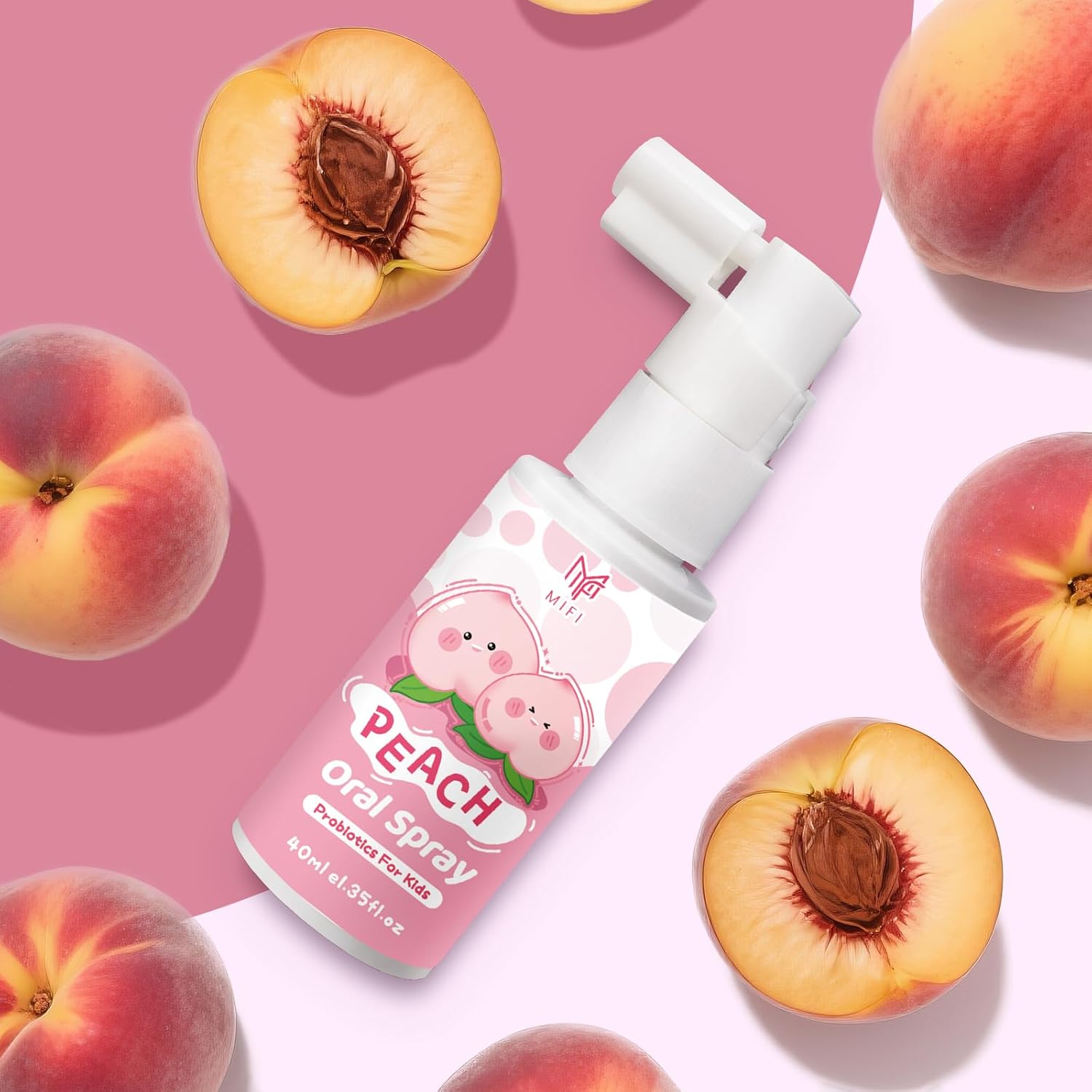 Kids Oral Spray, Toddler Toothpaste Helper for Daily Oral Care and Fresh Breath,Fruit-Flavored, Portable, Probiotic Oral Spray (1Pack, Peach)