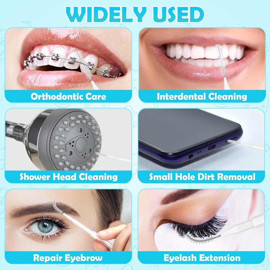 120 Pieces Interdental Brushes, Braces Brush Cleaner Orthodontic Flossers Toothpicks Floss Picks for Braces Kit for Teeth Cleaning Tools Spiral Dental Brush Head for Efficient Oral Care White