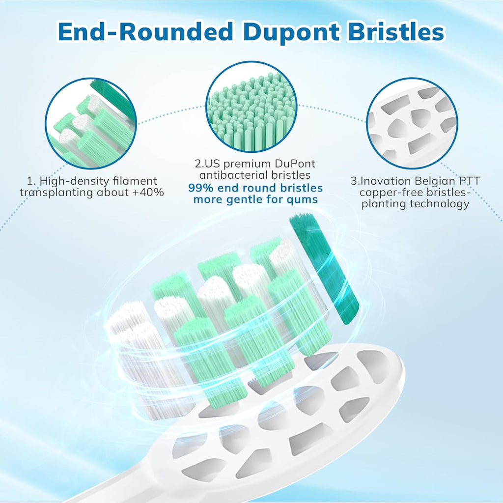 Replacement Toothbrush Heads Compatible with Philips Sonicare：16 Pack Soft Replacement Electric Brush Head for 4100 5100 6100 HX9023/65 W Optimal Control Snap-on System (White)