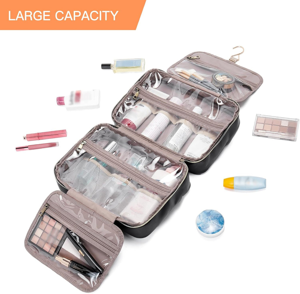Telena Travel Toiletry Bag for Women with Hanging Hook, Water-resistant Cosmetic Bag Travel Organizer for Accessories, Toiletries, Shampoo
