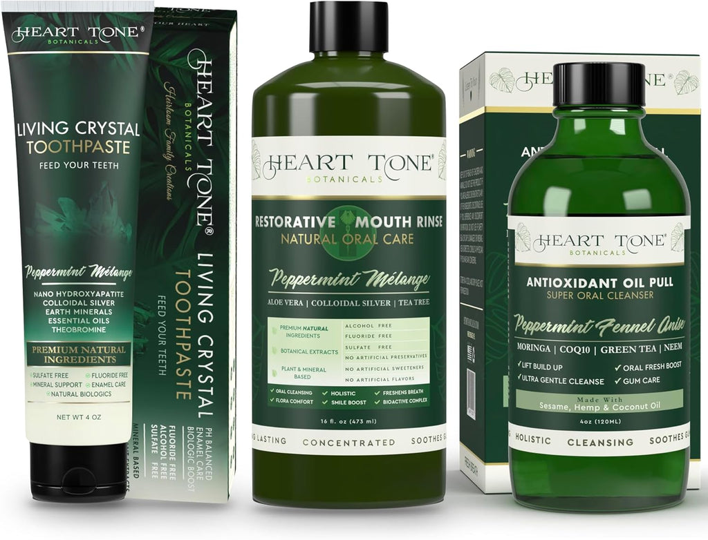 Oral Care Set | Natural Toothpaste, Oil Pull & Mouthwash | Radiant Smile | Fluoride-Free & Clean Ingredients | Mineral Complex | Natural Enamel Care | Botanical Plant Based