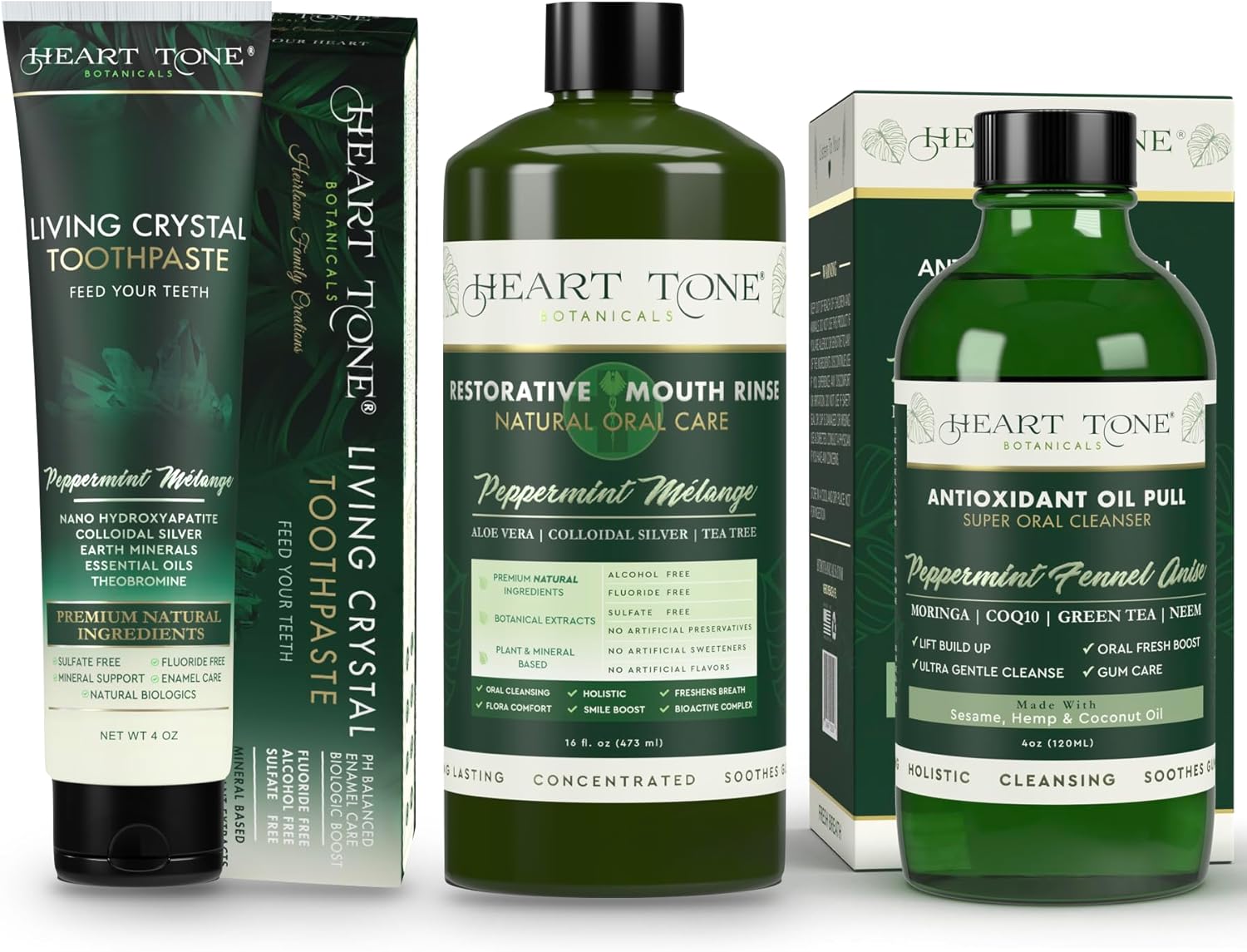 Oral Care Set | Natural Toothpaste, Oil Pull & Mouthwash | Radiant Smile | Fluoride-Free & Clean Ingredients | Mineral Complex | Natural Enamel Care | Botanical Plant Based