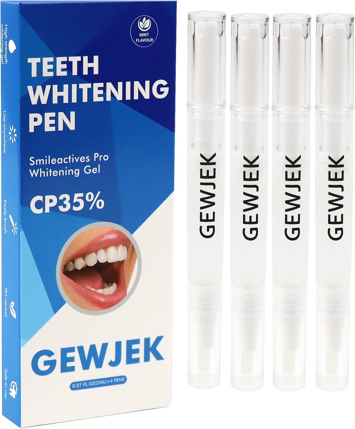 Teeth Whitening Pen 4 Pcs, 35% Carbamide Peroxide Gel, Tooth Paint & Teeth Whitening Gel as Effective Tooth Whitener, Removes Tough Stains Coffee, Wine, Tea, Sensitive Teeth-Friendly, Travel-Portable