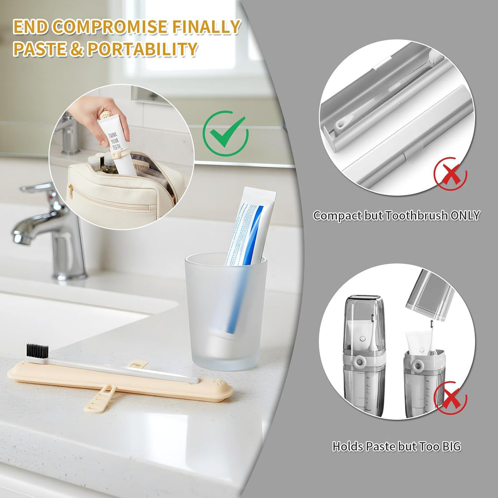 Travel Toothbrush Case, Portable Silicone Tooth Brush Holder with Toothpaste Storage, Compact Toothbrush Container for Traveling, Camping, Home, School, Business-Breathable & Hanging Design(Yellow)