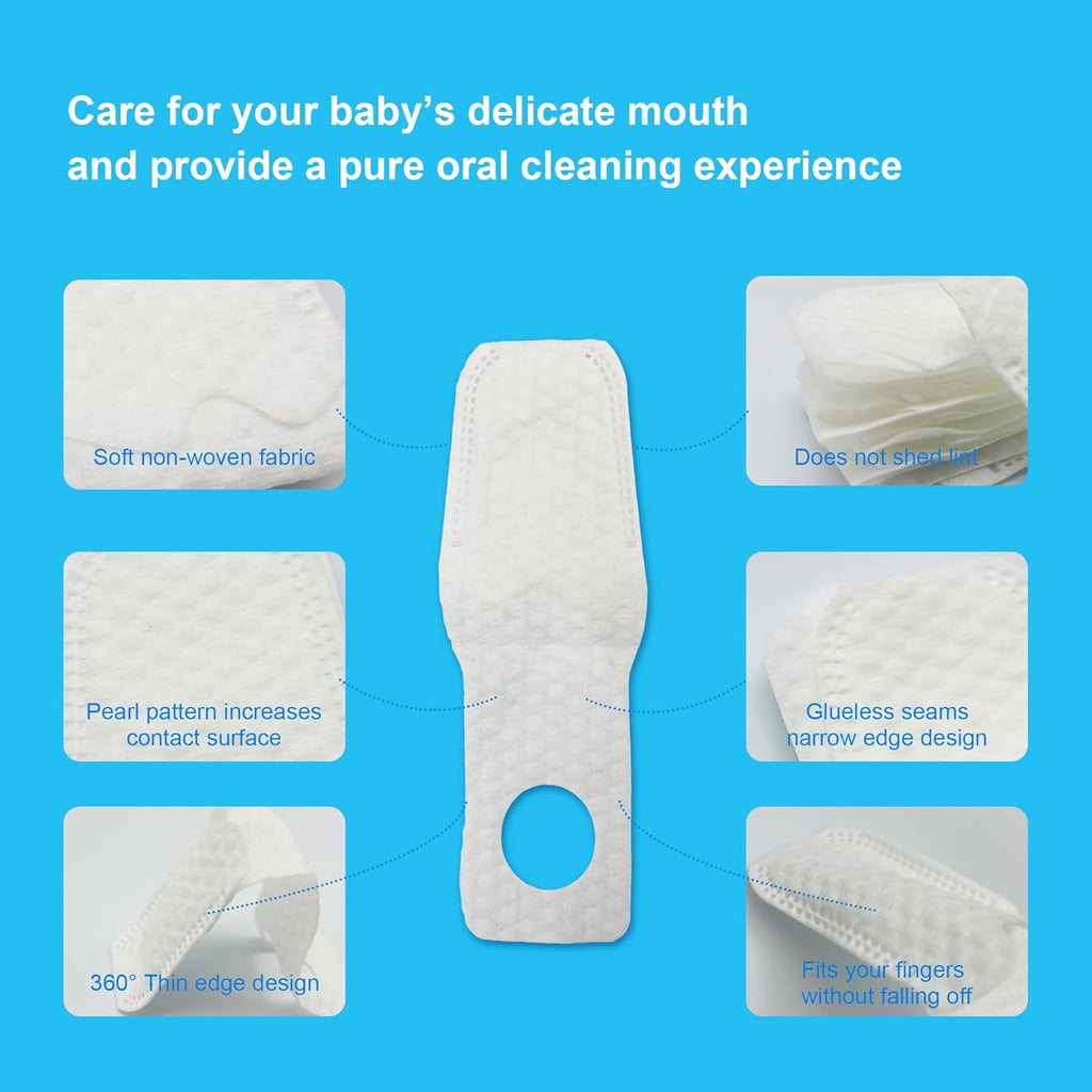102PCS Baby Tongue Cleaner, Disposable Newborn Finger Toothbrush, Soft Gauze Baby Mouth Cleaner for Infant Gum Teeth Cleaning, Wet&Dry Mouth Cleaner for 0-36 Months Babies