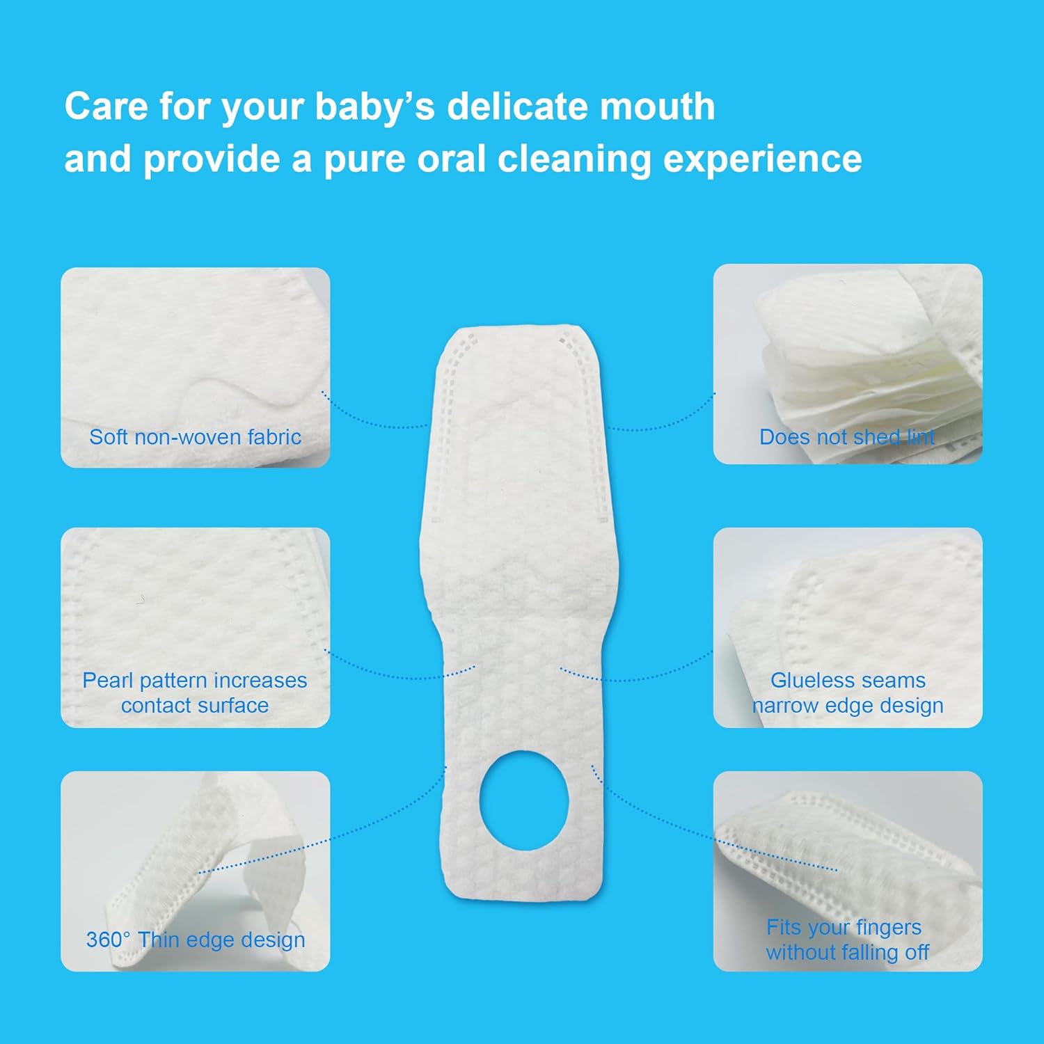 102PCS Baby Tongue Cleaner, Disposable Newborn Finger Toothbrush, Soft Gauze Baby Mouth Cleaner for Infant Gum Teeth Cleaning, Wet&Dry Mouth Cleaner for 0-36 Months Babies