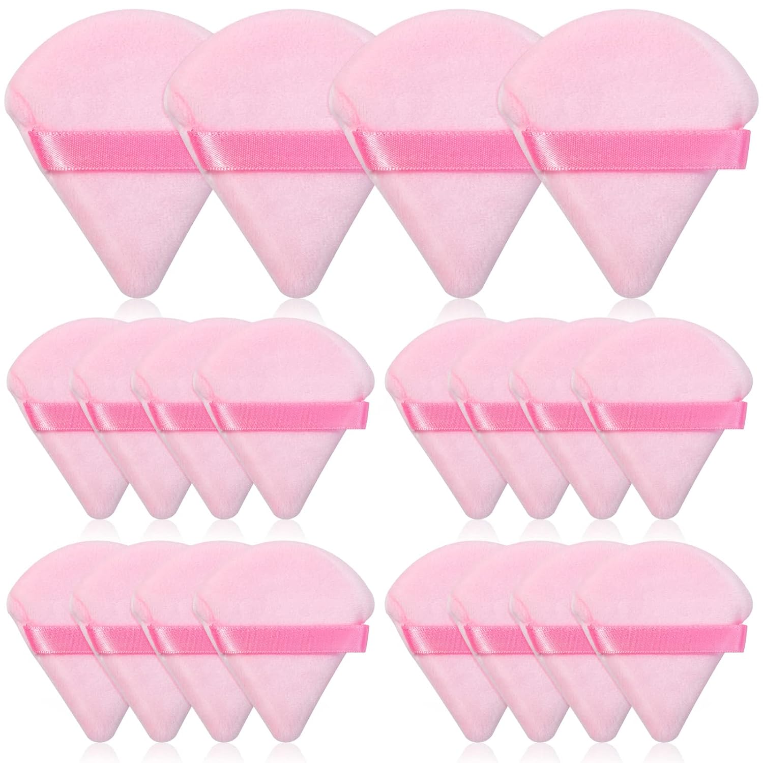 Thrilez 20pcs Triangle Powder Puff, Loose Powder Puffs Makeup Puff for Face Powder, Setting Powder Puff for Make Up, Face Puff Pads for Press Powder, Sponge Powder Applicator for Face and Eye (Pink)