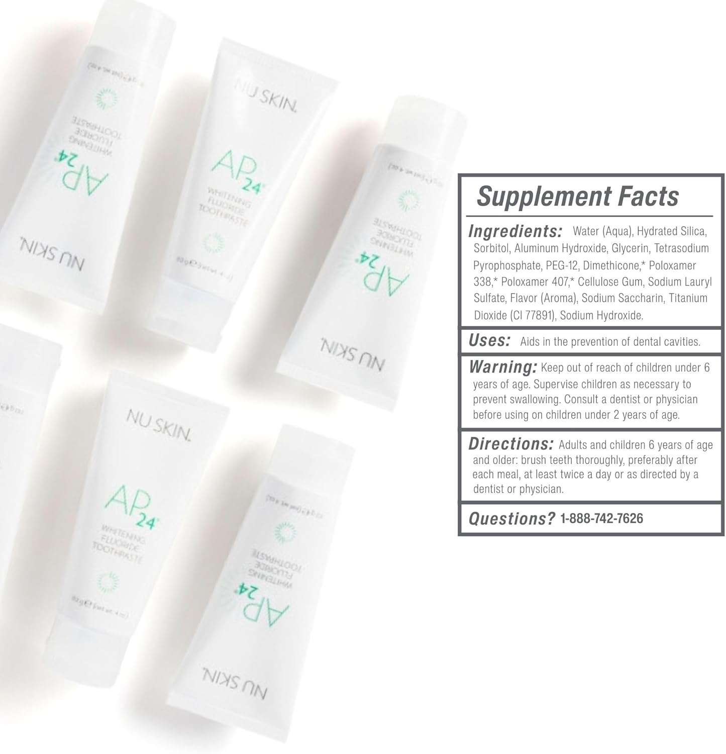 Nu Skin AP 24 Whitening Fluoride - Free Toothpaste | AP 24 Blend | Vanilla Mint Flavor | Brightens Teeth | Removes Surface Stains | Prevents Dental Cavities & Plaque | Enamel-Safe | 4 oz | 2 Pack