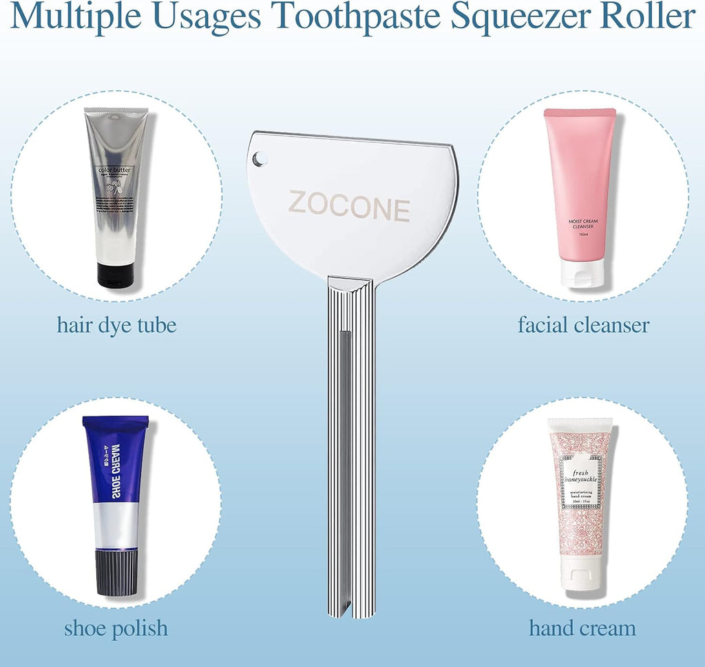 ZOCONE Toothpaste Squeezer, 6pcs Metal Tube Squeezer Key Stainless Steel Toothpaste Roller Tube Wringer for Paint, Cream, Cosmetic and Hair Dye(C)