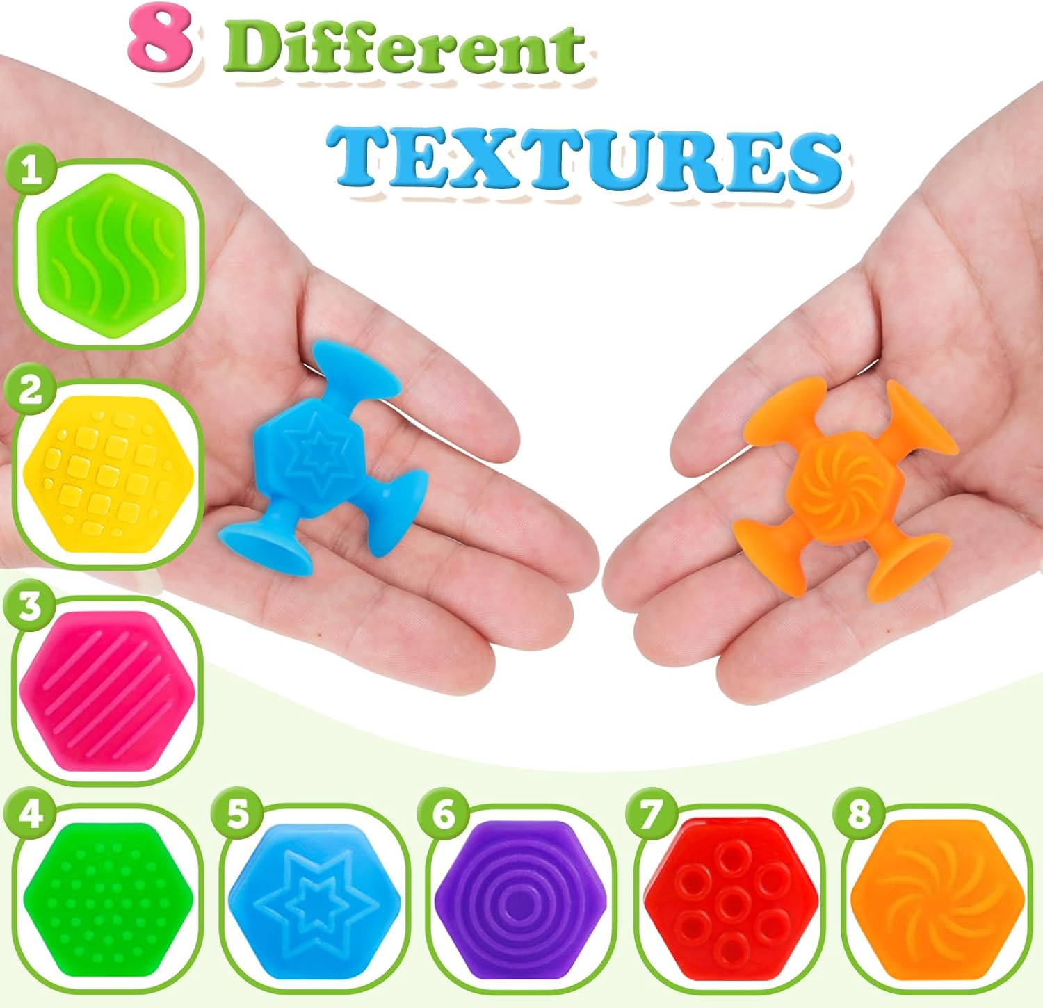 Toddler Textured Suction Cup Toys, 40 PCS Kids Bath Toys Ages 4-8, Sensory Sucker Toy for Baby Age 3, Travel Window Shower Bathtub Toy, Montessori Stress Release Ideal Gifts for Boys Girls