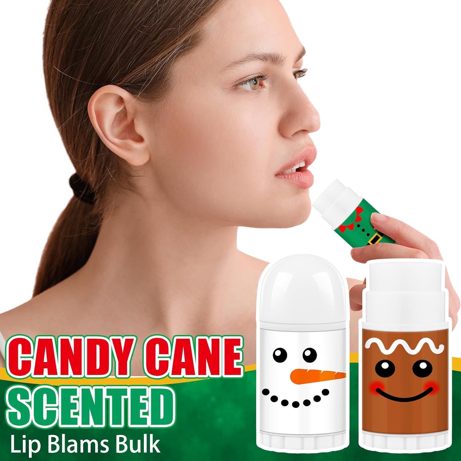 75 Pcs Christmas Lip Balm Bulk Mini Candy Cane Peppermint Flavor Lip Balms Bulk Christmas Stocking Stuffers Xmas Party Gifts Small Thank You Employee Appreciation Gifts for Women Men (Xmas Character)