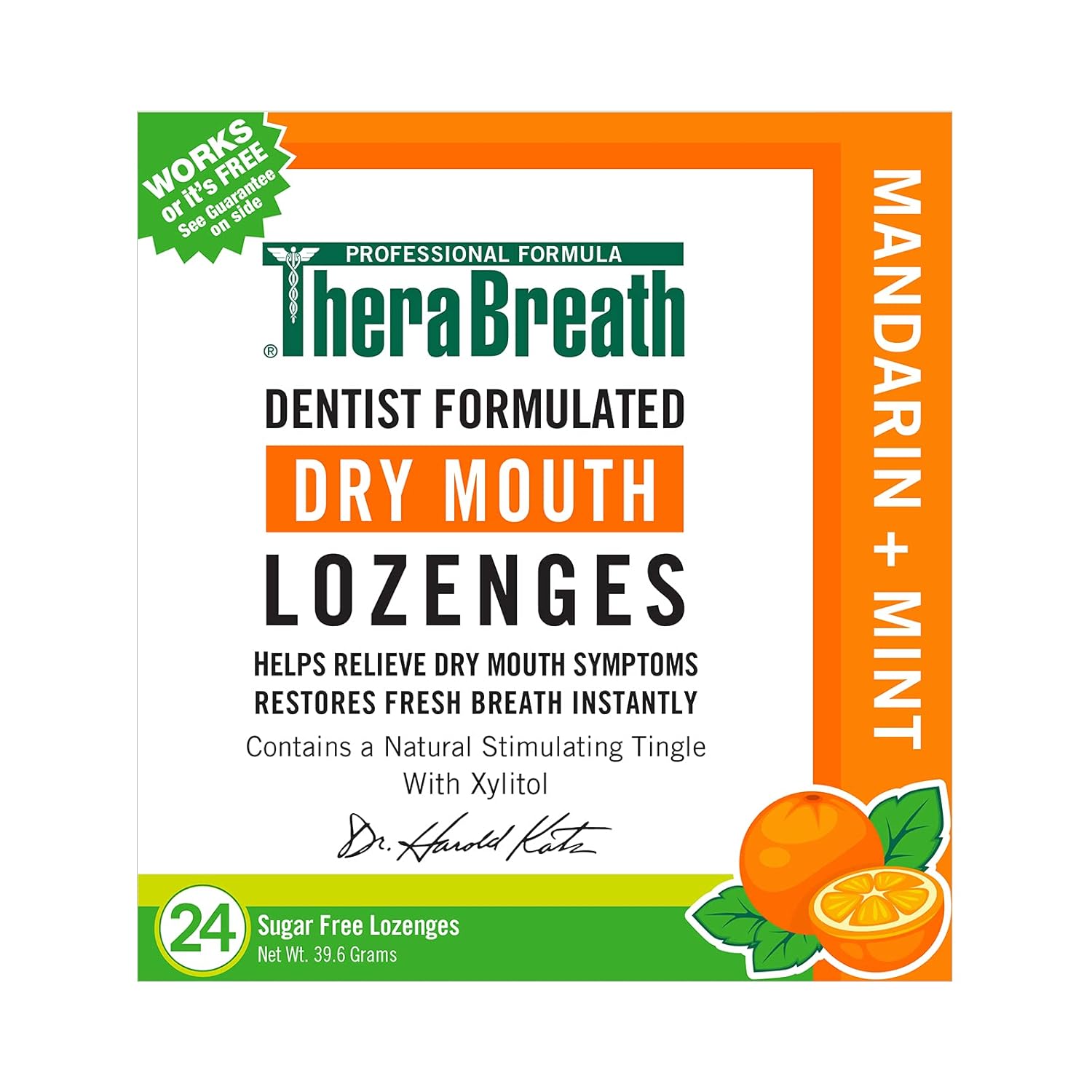 TheraBreath Dry Mouth Oral Rinse, Tingling Mint, Dentist Formulated, 16 Fl Oz (2-Pack) & Dry Mouth Dentist Formulated Sugar-Free Lozenges, Mandarin Mint, 24 Count