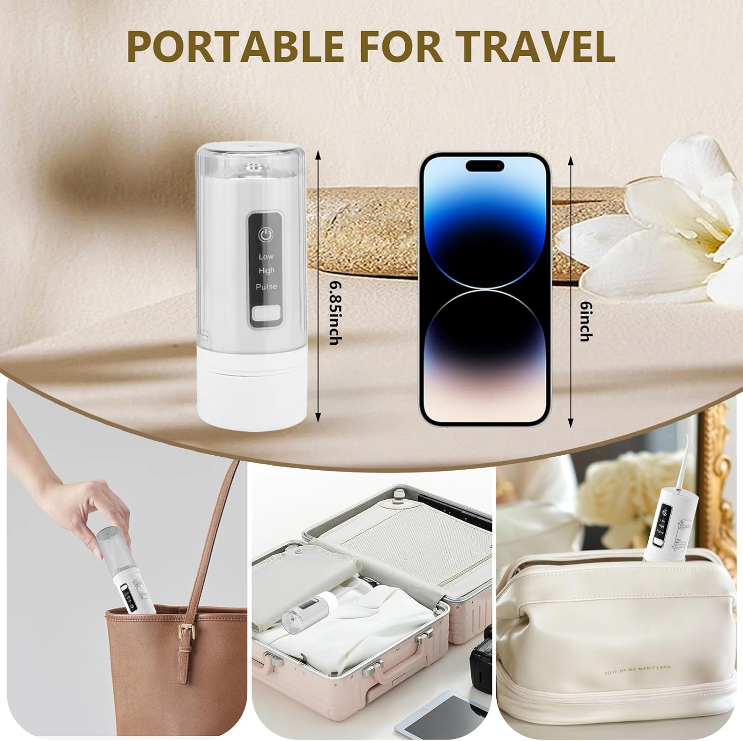 Water flossers for Teeth,irrigator Dental,Water Picks for Teeth Cleaning and flossing,IPX7 Waterproof & USB Rechargeable,3 Pressure Modes, 220ML Tank & 4 Nozzles for Travel