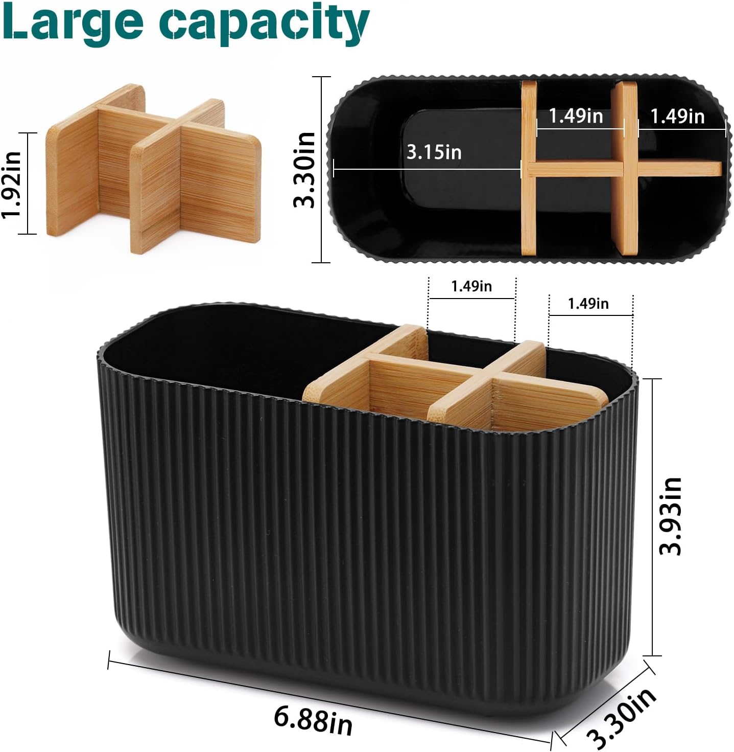 Black Toothbrush Holder - Bamboo Toothbrush Holders for Bathrooms Electric Toothbrush Holder Organizer Kids Toothbrush Holders for Bathrooms Countertop