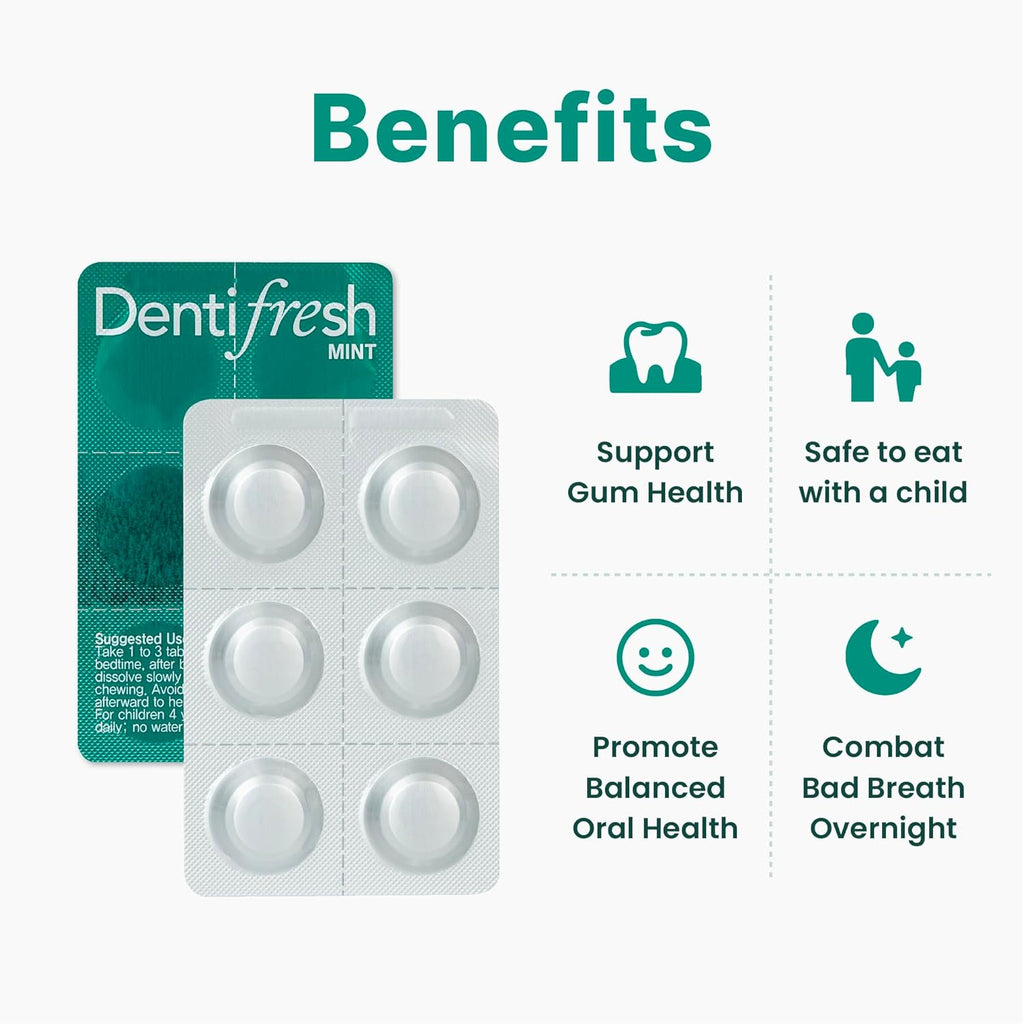 K-Nutra Dentifresh Mint Xylitol Tabs – Oral Probiotics for Bad Breath, Dry Mouth & Fresh Breath, 7 Billion CFU, Sugar-Free, GMO-Free, Gluten-Free, Natural Mint Flavor, 30 Tablets (Improved Formula)