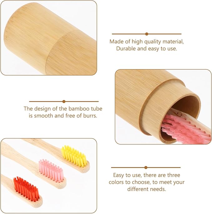Disposable Biodegradable Toothbrush with Tube Case Ergonomic Wide Head Design Compact Travel Lightweight and Eco-Friendly Oral Care Kit Random Colors Random Color