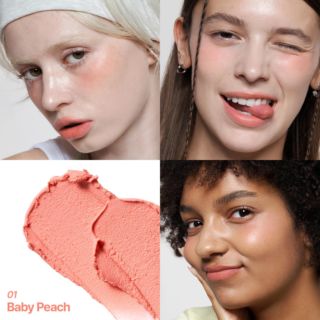 2aN Pocket Cotton Blurring stick (01 Baby Peach, 0.12oz) – 2-in-1 Lip and Cheek Soft Blur Stick, Cloudy Matte Finish, Tone-on-Tone Makeup, Lightweight Watercolor Texture