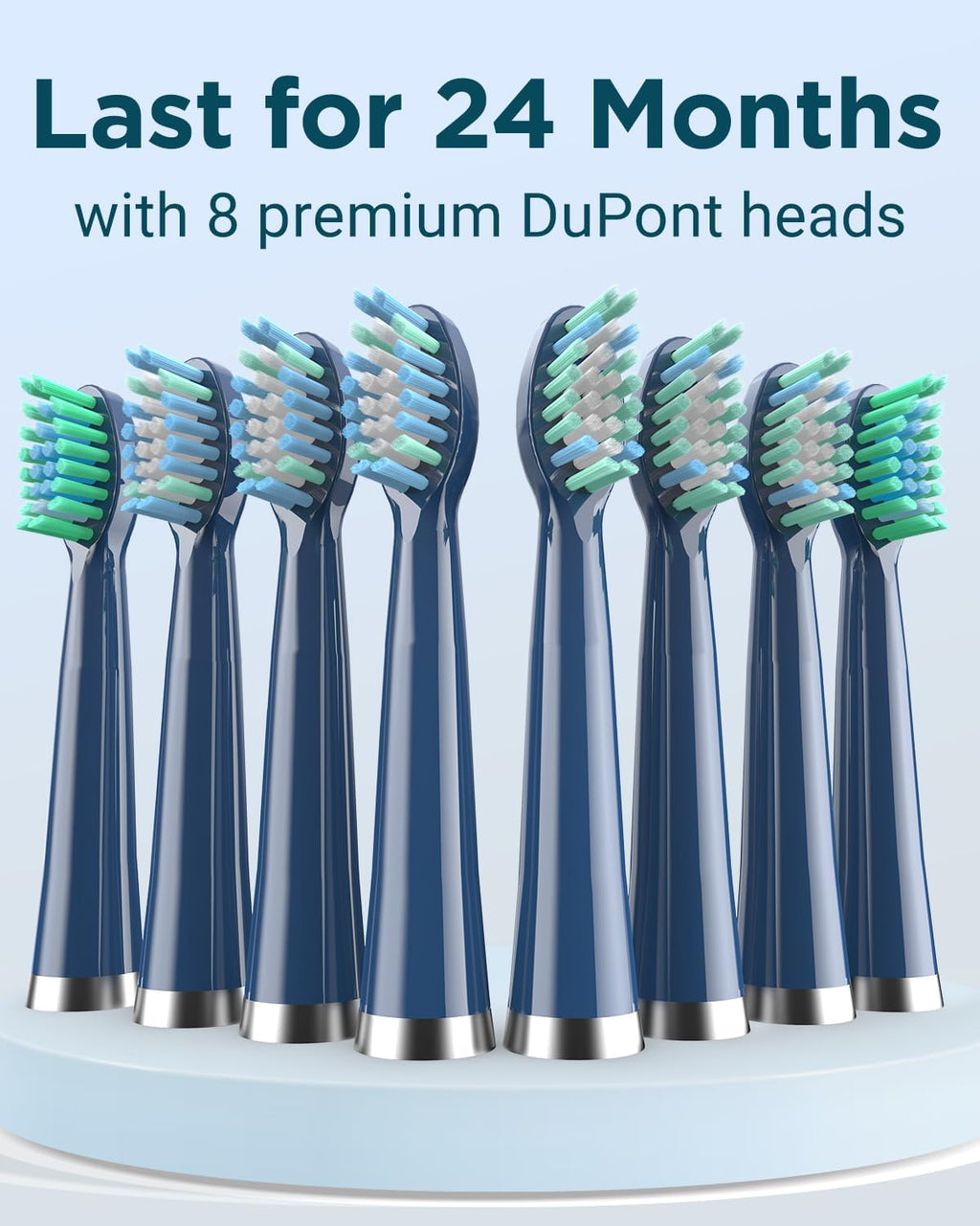 Rtauys Sonic Electric Toothbrush for Adults - Rechargeable, 41,000 Vibrations per Minute, Teeth Whitening, 8 Brush Heads, 24 Months of Usage, Blue