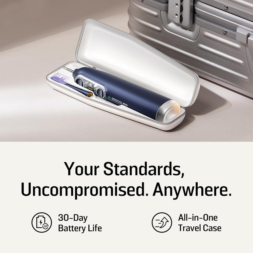 Soocas NEOS II Ultra – Electric Toothbrush with Water Flosser Combo, 3-in-1: Flosses, Vibrates and Oscillates, Flossing Toothbrush for Adults, Cordless Water Flosser for Travel, Midnight Blue
