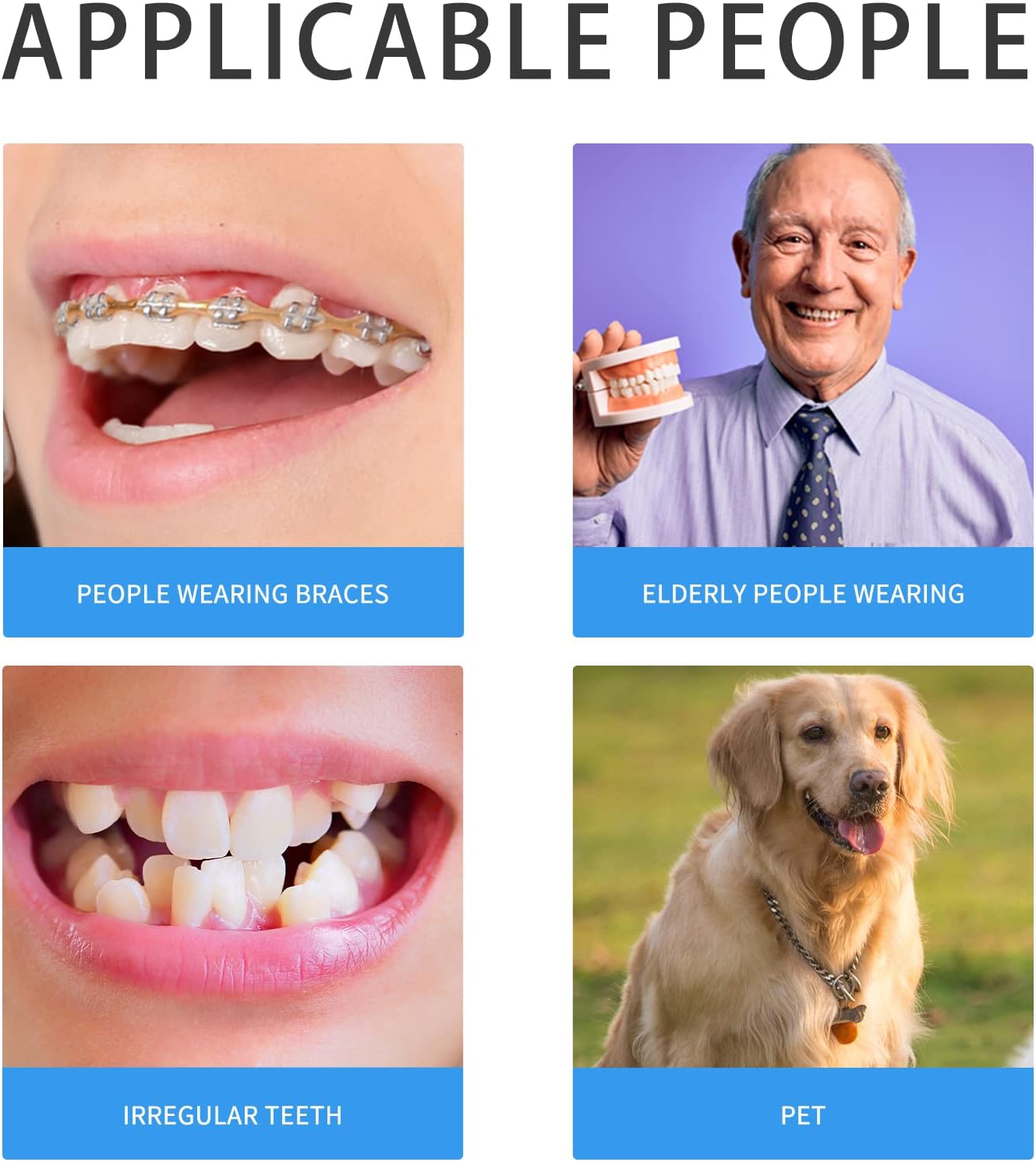 4 Pcs Orthodontic Toothbrush for Braces U-Shaped Soft Bristle with 4 Toothbrush Head Cover（Blue+White (4 Pack)