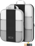2 Set Compression Packing Cubes for Travel Essentials,Compressible Expandable Packing Cubes for Suitcase,OlarHike Luggage Organizer Bags for Travel,Handy Helper for Organizing Clothes(Black)