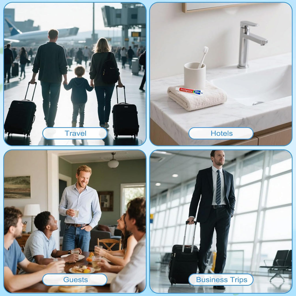 10 Tubes Bulk Travel Size Mini Toothpaste, 0.35 oz Disposable Mint Flavor Pocket Teeth Paste Small Essential Toothpaste for Travel, Home/Hotel/Guests/Charity/Homeless/Camping Oral Care (Single Use)