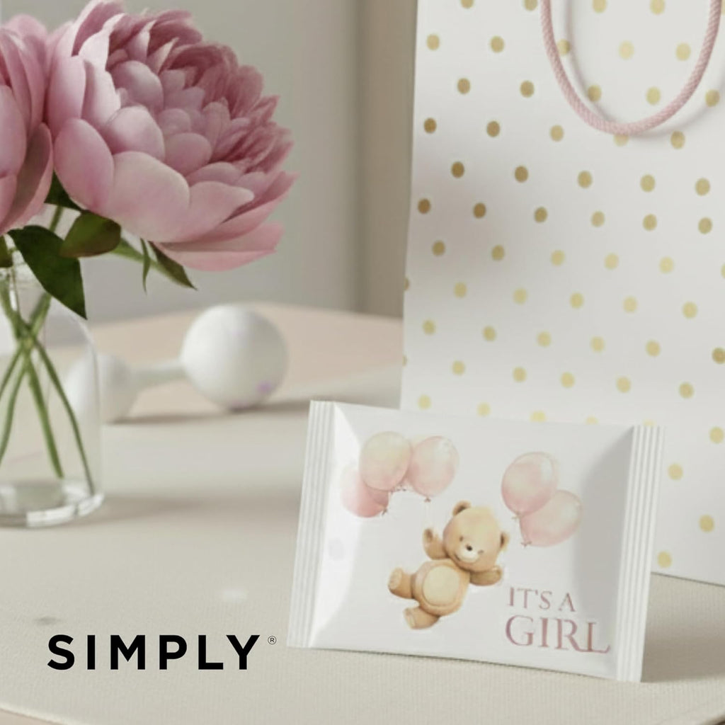 SIMPLY Peppermint "It's a Girl!", Individually Wrapped Breath Mints in Bulk, 50 Packets (2 per Packet), | Gender Reveal, Baby Shower, Party Favors