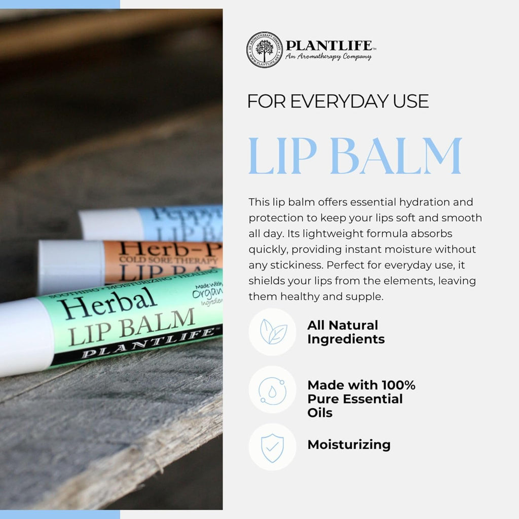 Plantlife Herb P Lip Balm 2 Pack - Organic Made with Beeswax, Calendula & Chamomile - Soothing Balm for Chapped Lips - Moisturize Lips & Works on Minor Cuts - Made in California