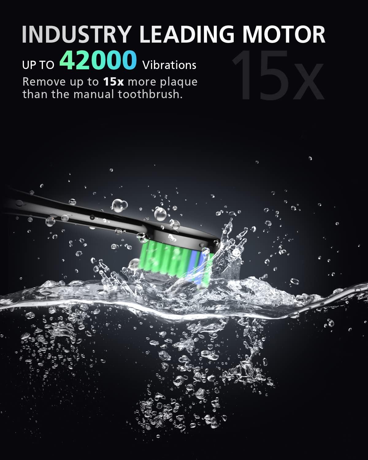 BAOVERI Electric Toothbrush with 6 Dupont Brush Heads, Rechargeable Ultrasonic Electric Toothbrushes, IPX7 Waterproof, 5 Modes, 2 Minutes Smart Timer, 4 Hours Fast Charge for 60 Days